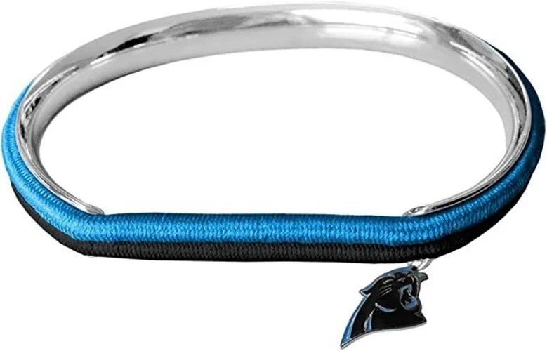 Carolina Panthers Hair Tie Bangle Bracelet with Team Logo Charm — 第 1/1 张图片