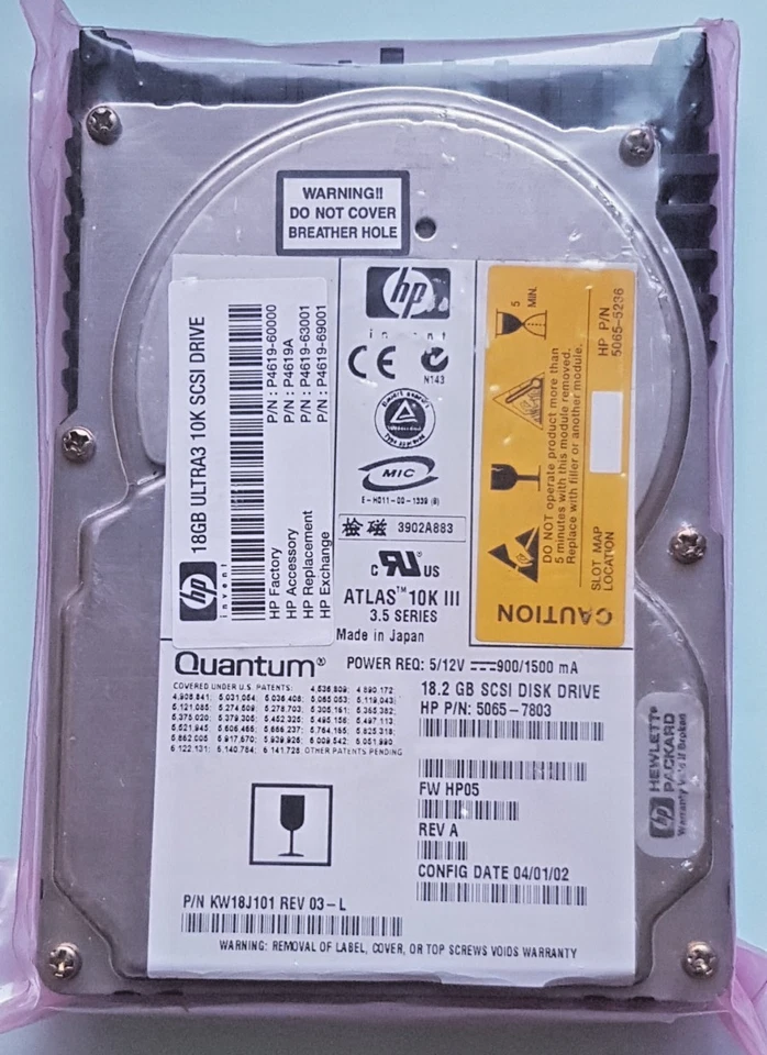 18.2 GB Quantum Atlas 10K III KW18J101 Ultra160 SCSI 8MB HDD 3.5 " Hard Drive - Image 1 of 1