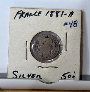 1881-A France 50 Centimes Lot#E9078 Silver! - Picture 1 of 4