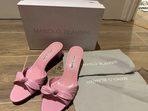 Tacones de mula Manolo Blahnik Lolloso de cuero rosa - EU 39,5 - Nuevos - PVP £645 - Imagen 1 de 4