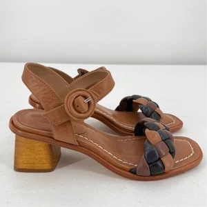 NEW Bernardo Women's Bianka Luggage Brown Braided Leather Sandal Size 6 - Picture 1 of 9