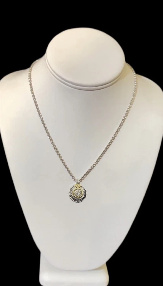 Colgante Judith Ripka JR Oro 18K Diamante Esterlina Colección Lenox con Cadena Nuevo sin Etiquetas Foto 1 de 4