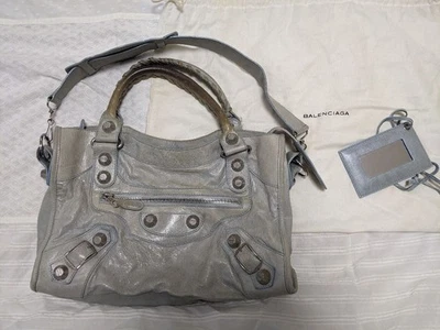 Balenciaga Giant City 2way Shoulder Bag Handbag Gray Blue Leather w/Dust bag - Image 1 of 4