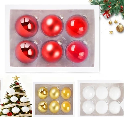 6stk Weihnachtskugeln Glas 10cm groß Christbaumkugeln Weihnachtsbaumschmuck DE - Bild 1 von 4