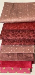 Lot of 8 Fabric Scraps* Shades of Pink Tonal Mauve Swirls Hearts Lot #48 Read* - Picture 1 of 10