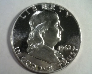 1962 FRANKLIN HALF DOLLAR GEM PROOF CAMEO GEM PR CAM NICE ORIGINAL COIN - Picture 1 of 2