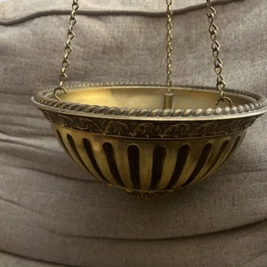 60er Jahre Syroco vergoldeter Goldkorb Hollywood Regency 3493 hängende Kette Übertopf - Bild 1 von 10