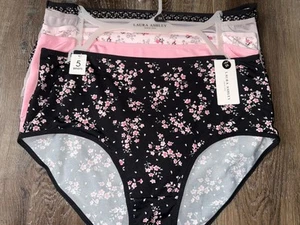 Laura Ashley ~ Women's Brief Underwear Panties Floral 5-Pair Polyester (EF) ~ 2X - Picture 1 of 6