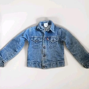 Little Levi’s Orange Tab Denim Jean Trucker Jacket USA Youth Size 7 RARE - Picture 1 of 8