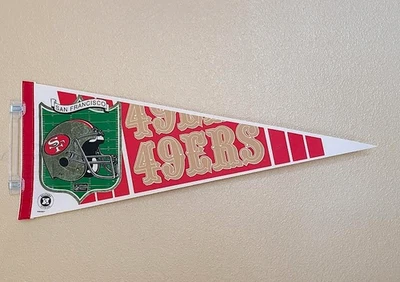 Banderín vintage de los 90 de los San Francisco 49ers NFL fútbol americano tamaño completo 30"x12" WinCraft Foto 1 de 4