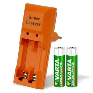 Akku Ladegerät für 2 AA, AAA Ni-Mh Akkus Batterie Charger + 2x Varta Akkus - Bild 1 von 3
