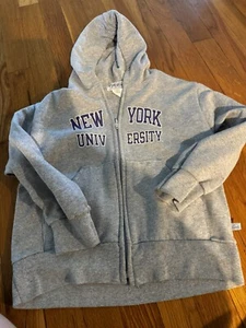 Vintage New York University Grey Zip Up Hoodie Youth Size 5 USA Made Kids Unisex - Picture 1 of 11