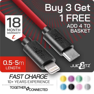 JuicEBitz® USB Charger Cable for Apple iPad 8th 9th Generation (USB-C to 8 Pin)