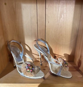 Authentic Dolce & Gabbana Shoes Raffia Fruit Snakeskin Slingback Sandals Heels - Picture 1 of 3