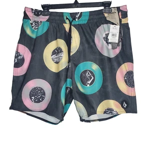 Volcom Mens Boardshorts Multi Color Entertainment Stoneys Trunk 17 SZ L Stretch - Picture 1 of 16