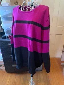 LRL RALPH LAUREN Purple & Black Striped Colorblock Sweater - Size 3X - Picture 1 of 5