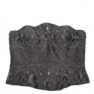 Vintage Perlen Bustier Top Damen 14 Alyce Satin braun Pailletten verziert Korsett - Bild 1 von 11