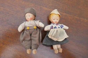 Zapatos de madera de composición y tela holandeses de colección para niños y niñas - Imagen 1 de 7