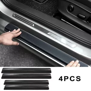 4× Car Door Plate Sill Scuff Cover Anti-Scratch Sticker Carbon Fiber Accessories - Picture 1 of 13