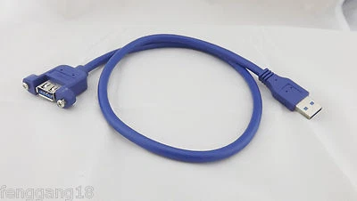 USB 3.0 A Extension Male To Female Molded Panel Mount Screw Lock Port Cable 60cm - Image 1 of 4