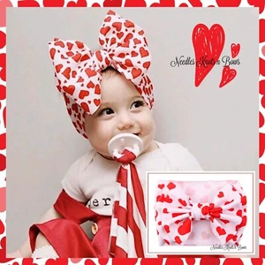 Girls 7" Red Hearts Valentine Headwrap, Baby Toddler Valentine's Day Headband - Picture 1 of 4