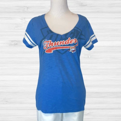 Collectable OKC Thunder MEDIUM T-Shirt NBA Basketball Blue w/ Orange Bling - Image 1 of 4