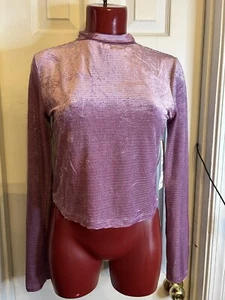NWT MADDEN GIRL Long Sleeve Cropped Open Back -Mock Neck Top -Size XS- MULBERRY - Picture 1 of 10