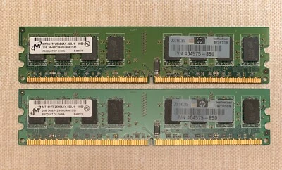 2X 2GB Micron (4GB) PC2-6400U (DDR2 800) desktop  MT16HTF25664AY-800J1 -TESTED - Image 1 of 2