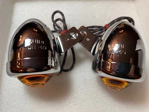 Harley-Davidson GUIDE DH-49 Bullet Lights Knucklehead Panhead Cone Amber Lenses - Picture 1 of 10