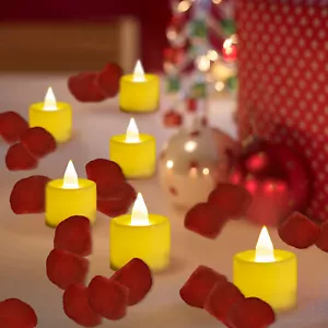 24 Pcs Votive LED Candles Tea Lights with Note Holder,Greeting Card and Petals - Picture 1 of 31