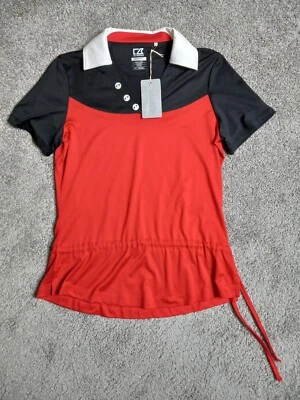 NUEVO CON ETIQUETAS CB Cutter & Buck Drytec Camisa Para Mujer Talla Pequeña Cordón Cintura Foto 1 de 4