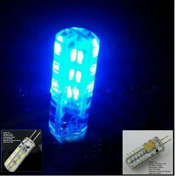 G4 Camper Punto Luce Blu Led Lampada Segna Passi 24 SMD 3014 12V 1,5W 190LM - Immagine 1 di 1