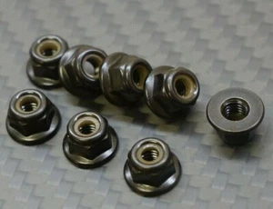 Tuerca de rueda negra M4 Nyloc nailon (4 mm) 1/10 coche de radiocontrol para arrastre de barra NPRC (8 piezas) - Imagen 1 de 3