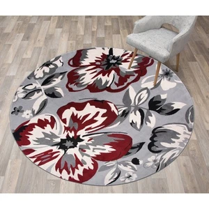 Rugshop Round Carpet Modern Floral Design Rug Round Area Rugs Living Room Rugs - Picture 1 of 7