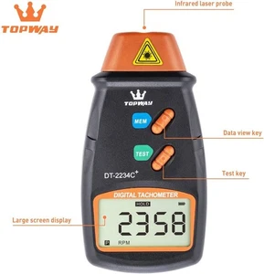 312752 TOPWAY Digitaler Drehzahlmesser, berührungsloser Handdrehzahlmesser Drehzahltester - Bild 1 von 9