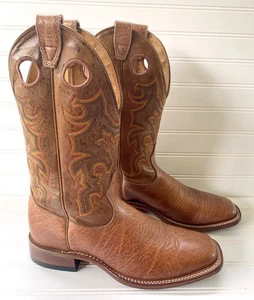 Boulet Braun Leder Eckige Zehe Western Cowboystiefel Herren Größe 9 Hergestellt in Kanada - Bild 1 von 11