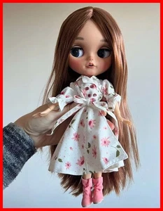 Muñeca Blythe personalizada piel besada por el sol cara mate articulada 1/6 cabello castaño boca abierta - Imagen 1 de 25