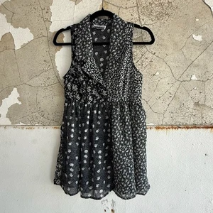 Vintage Contempo Casuals Floral Babydoll Top with Slits 90s Patchwork Sleeveless - Imagen 1 de 6