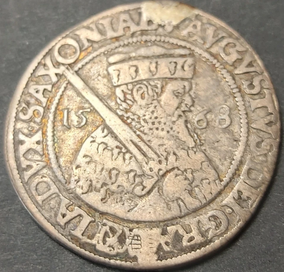 GERMANY STATES ELECTORATE OF SAXONY 1/4 THALER MB#190 VF++ AUGUST I. (1553-1586) - Image 1 of 4