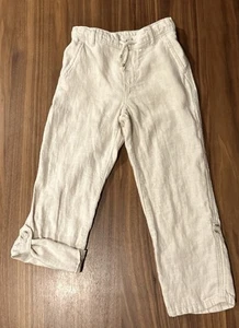 Gymboree Jungen beige hellbraun Rollbündchen Überzieher Leinenhose Größe 6 - Bild 1 von 15