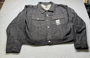 VTG 90's Calvin Klein Black RInse Trucker Jacket XXL Made in USA NWT - Picture 1 of 8