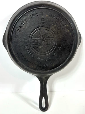 Griswold #6 Large Logo Cast Iron Skillet - 699 Erie Pa Flat Bottom Heat Ring - Image 1 of 4