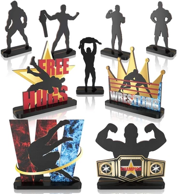 Centros de mesa de lucha libre accesorios de madera figuras para hombres decoración de mesa de cumpleaños P Foto 1 de 4