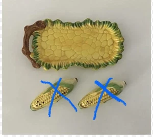 Bandeja de exhibición de platos de cerámica de maíz en la mazorca de colección para saleros y pimenteros - Imagen 1 de 6