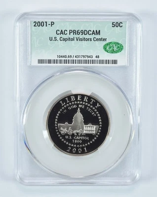 2001-P Capitol Visitor Center Commemorative Half Dollar PR69 DCAM CAC CACg *2156 - Image 1 of 4