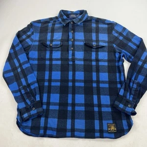 Polo Ralph Lauren Blue Plaid Pullover Guide Henley RL Long Sleve Shirt Size XL - Picture 1 of 8