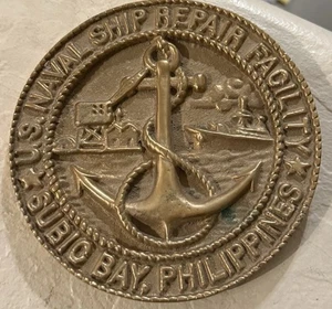 Subic Bay Filippine US Naval Ship Repair Facility Emblema Vintage 5 1/2in - Foto 1 di 3