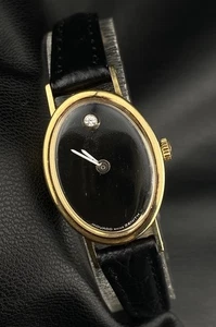 Vintage Movado Swiss Zenith 14k Gold Oblong Onyx Diamond Dial Ladies Watch - Picture 1 of 13