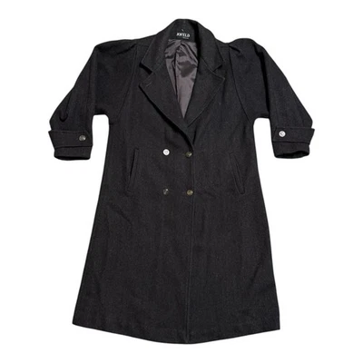 Jofeld Dartmouth Womens Long Black Wool Trench Pea Coat - Image 1 of 4