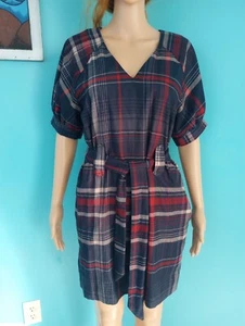 Blue & Red Plaid Dress French connection lightweight and soft Size: 4 - Picture 1 of 9